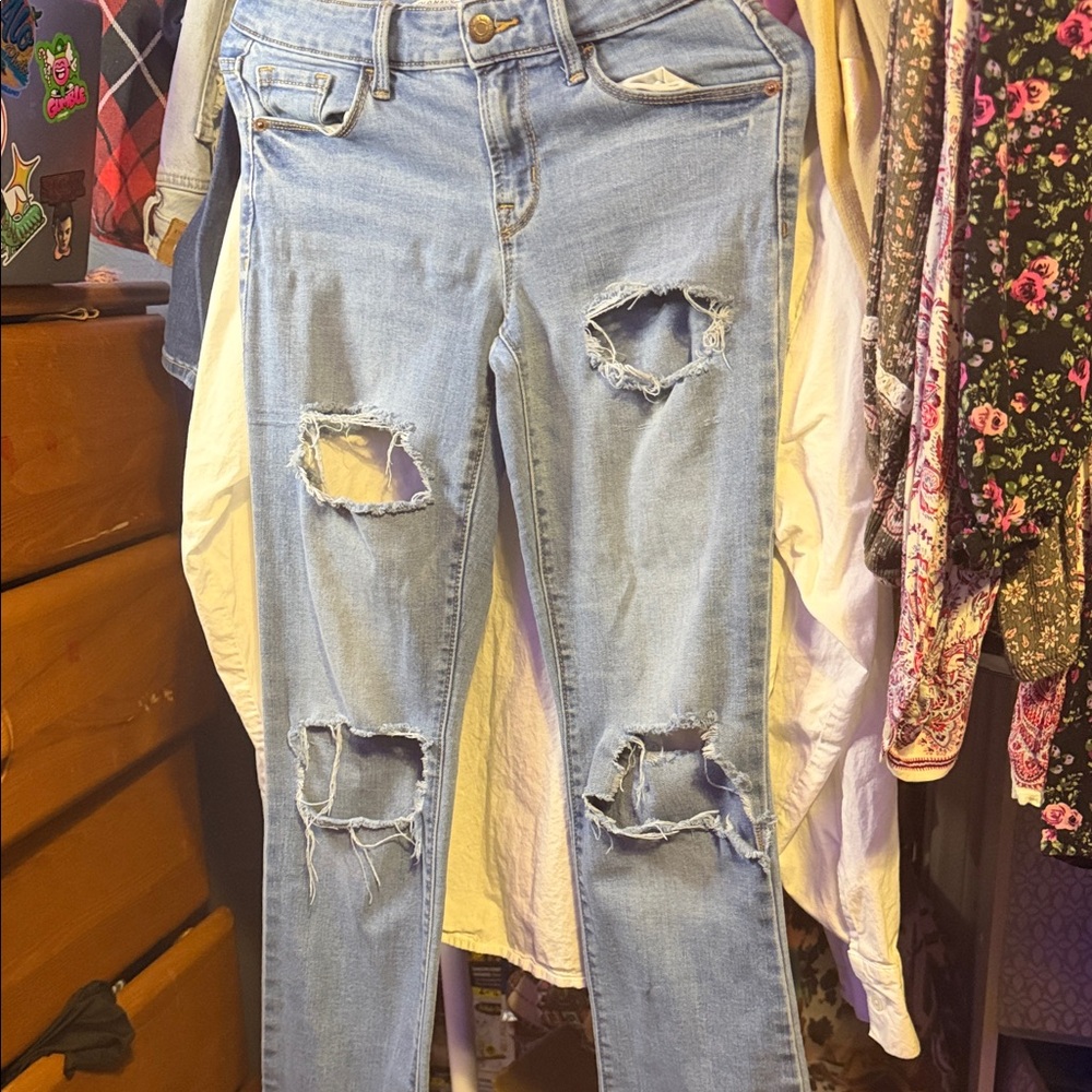Old Navy Light Blue Ripped Skinny Jeans
